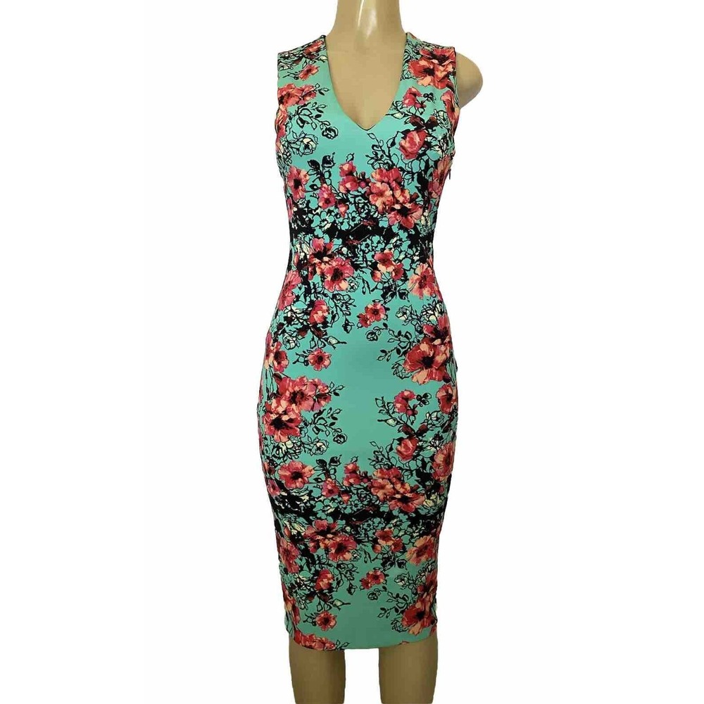 Sleeveless Mint Floral Midi Dress